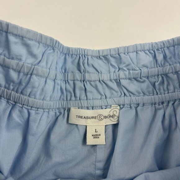 Treasure & Bond Light Blue Canvas Eyelet Trim Pull On Shorts L - Picture 3 of 5